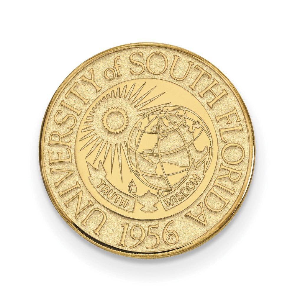 14K Yellow Gold University of South Florida Crest 15mm Lapel / Tie Pin, Item M12255 by The Black Bow Jewelry Co.