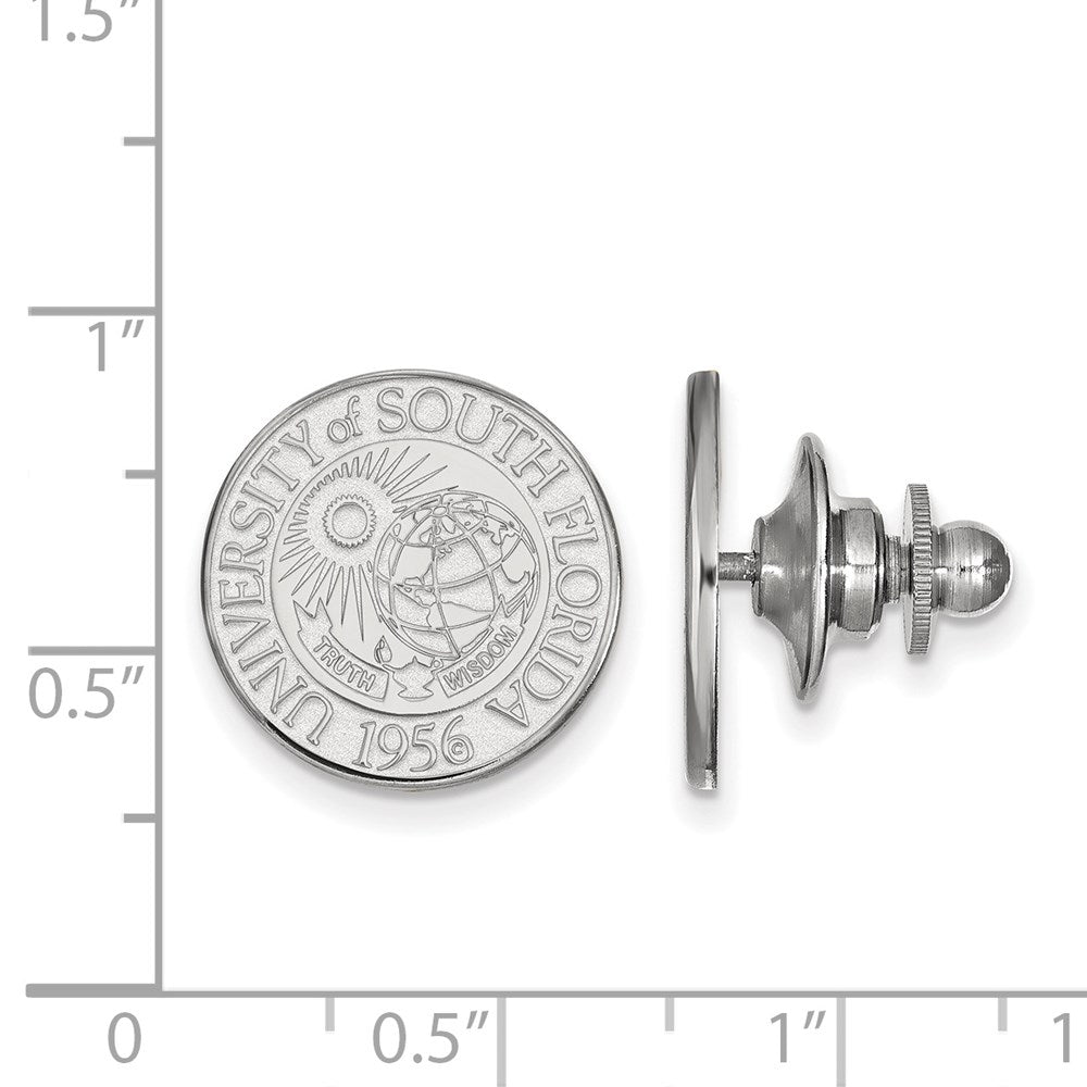 Alternate view of the Sterling Silver University of South Florida Crest 15mm Lapel / Tie Pin by The Black Bow Jewelry Co.