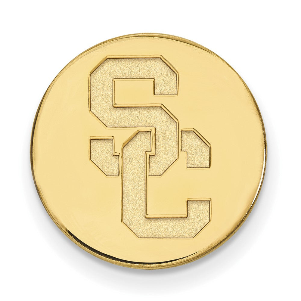 14K Yellow Gold U. of Southern California 15mm Disc Lapel or Tie Pin, Item M12263 by The Black Bow Jewelry Co.