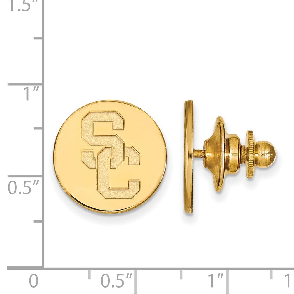 Alternate view of the 14K Yellow Gold U. of Southern California 15mm Disc Lapel or Tie Pin by The Black Bow Jewelry Co.