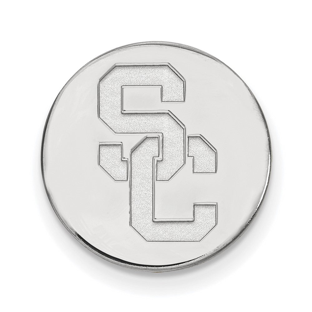 Sterling Silver U. of Southern California 15mm Disc Lapel or Tie Pin, Item M12267 by The Black Bow Jewelry Co.