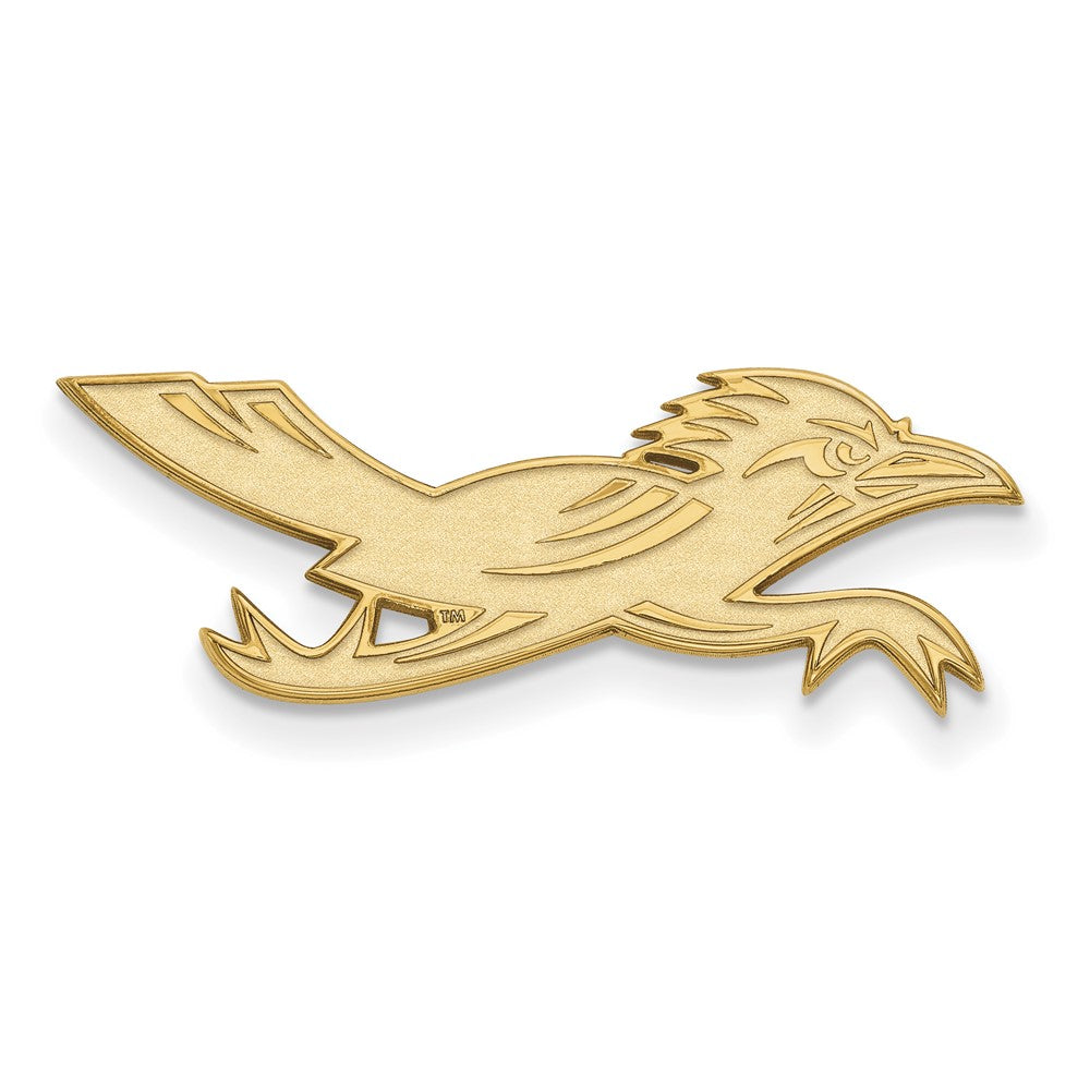 14K Gold Plated Silver U. of Texas San Antonio 29mm Roadrunner Pin, Item M12278 by The Black Bow Jewelry Co.
