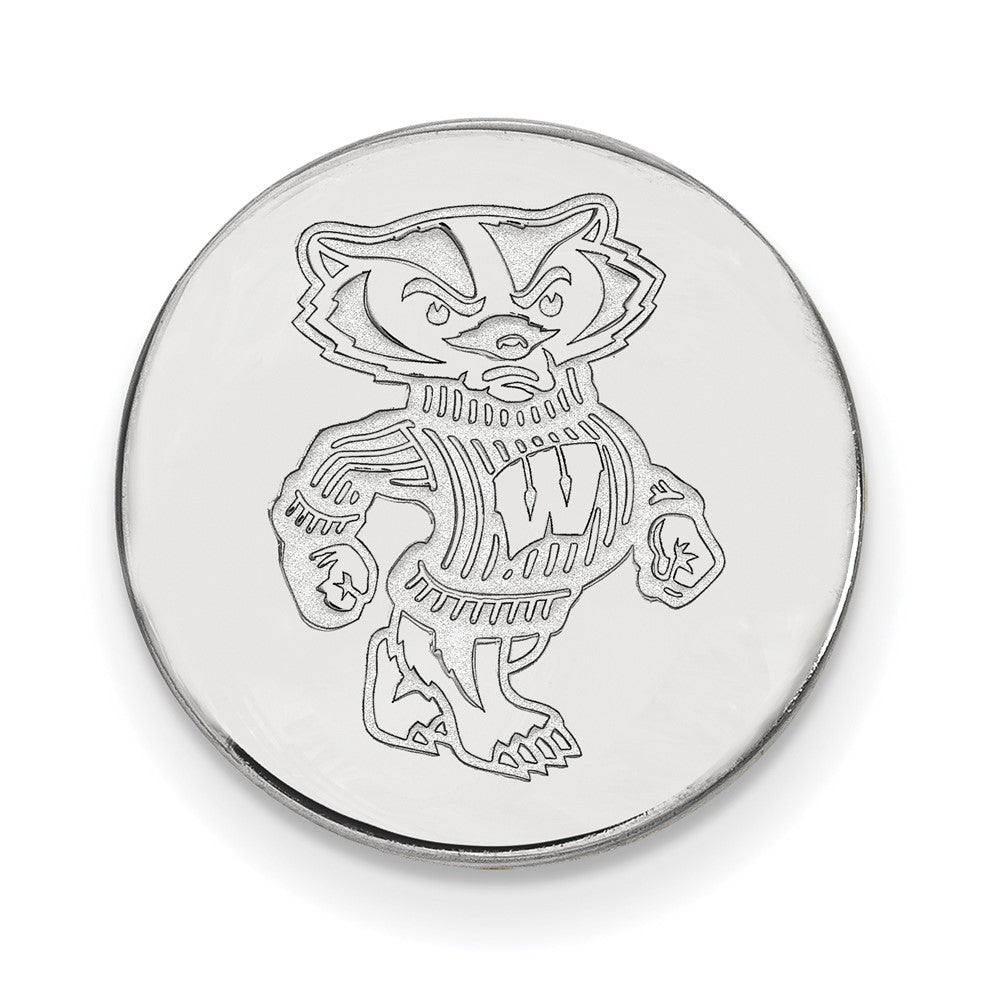 14K White Gold University of Wisconsin Badger 15mm Lapel or Tie Pin, Item M12286 by The Black Bow Jewelry Co.