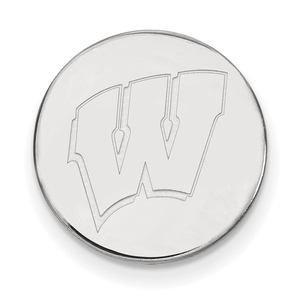 Sterling Silver University of Wisconsin Initial W 15mm Lapel / Tie Pin, Item M12291 by The Black Bow Jewelry Co.