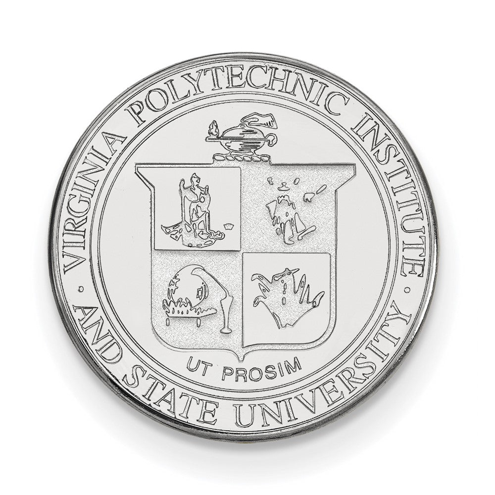 14K White Gold Virginia Tech Crest 15mm Lapel or Tie Pin, Item M12297 by The Black Bow Jewelry Co.