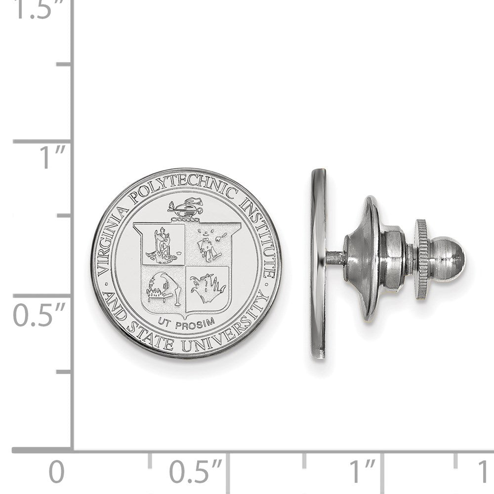 Alternate view of the 14K White Gold Virginia Tech Crest 15mm Lapel or Tie Pin by The Black Bow Jewelry Co.