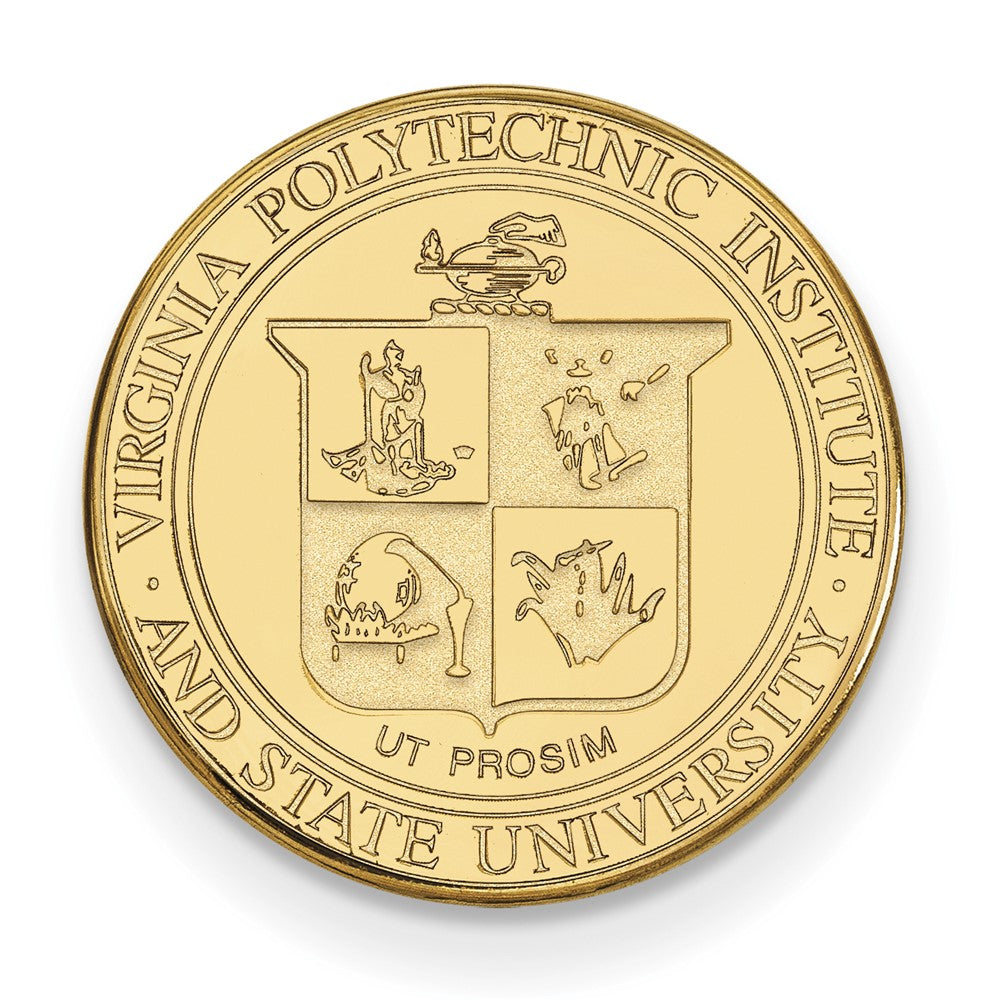 14K Yellow Gold Virginia Tech Crest 15mm Lapel or Tie Pin, Item M12299 by The Black Bow Jewelry Co.