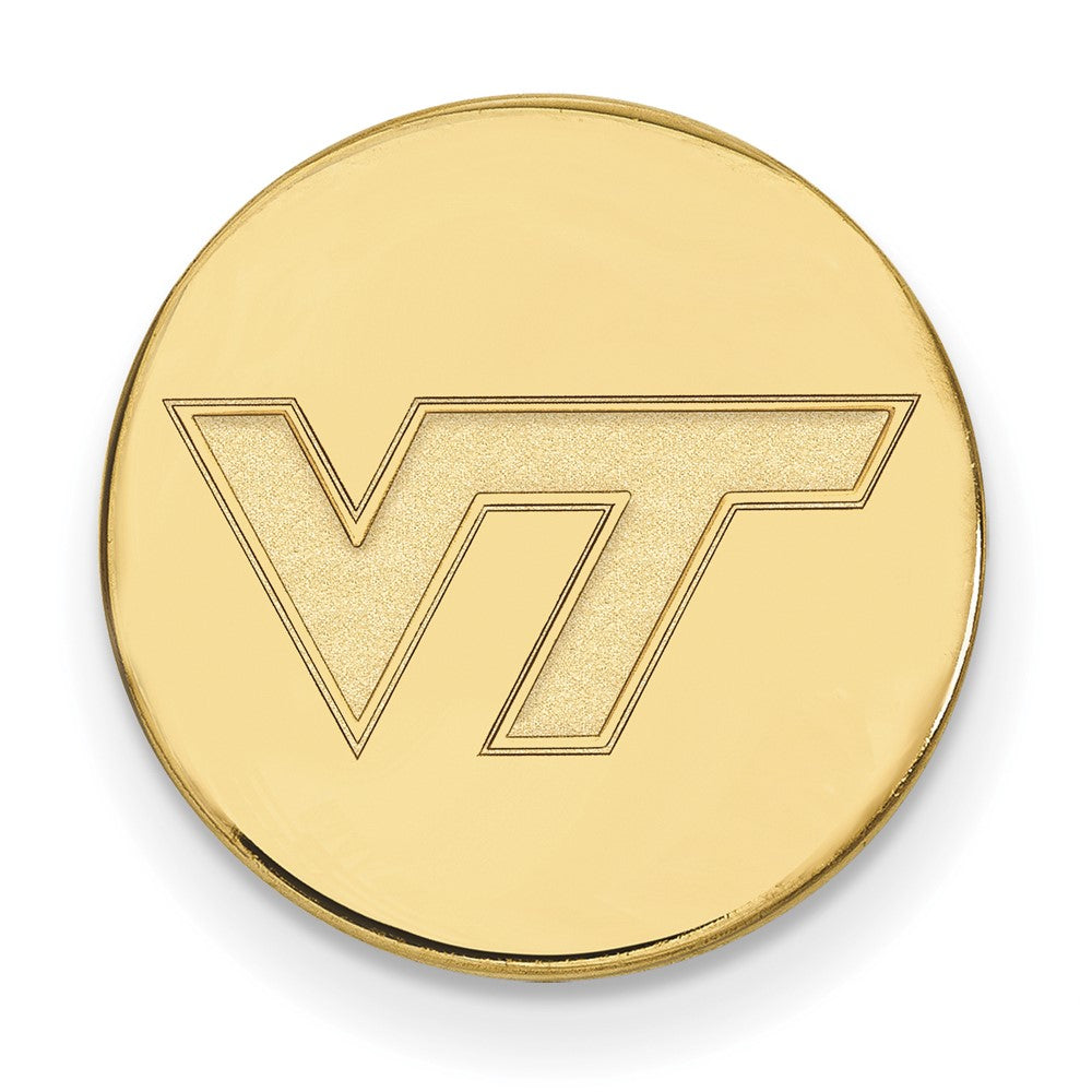 14K Gold Plated Silver Virginia Tech 15mm Disc Lapel or Tie Pin, Item M12302 by The Black Bow Jewelry Co.
