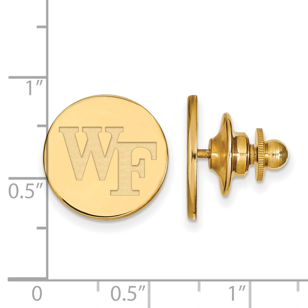 Alternate view of the 14K Yellow Gold Wake Forest University 15mm Lapel or Tie Pin by The Black Bow Jewelry Co.
