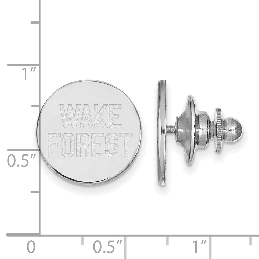 Alternate view of the Sterling Silver Wake Forest University 15mm Script Lapel or Tie Pin by The Black Bow Jewelry Co.