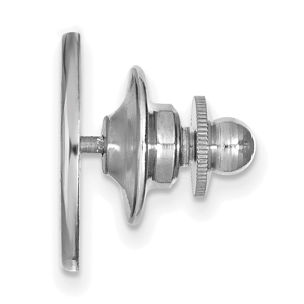 Alternate view of the 14K White Gold West Virginia University 'WV' 15mm Lapel or Tie Pin by The Black Bow Jewelry Co.