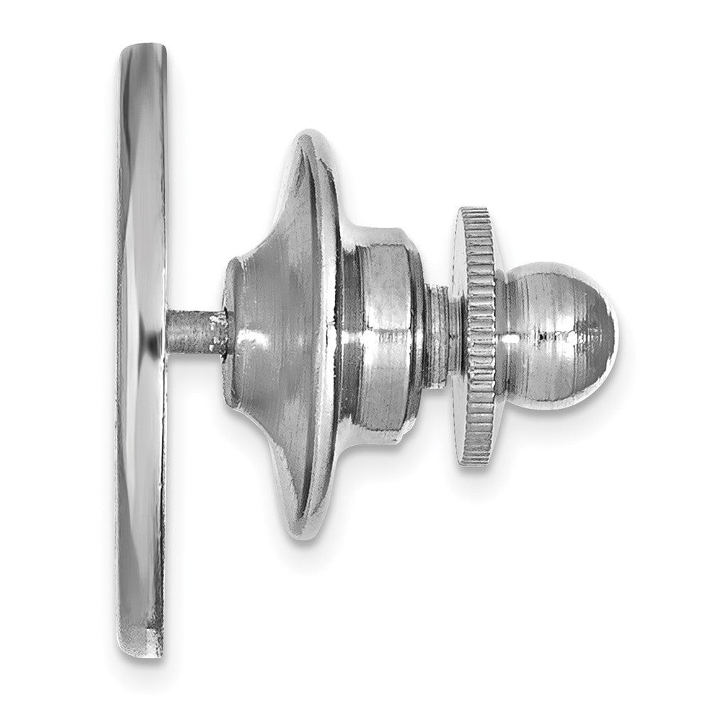 Alternate view of the 14K White Gold West Virginia University Crest 15mm Lapel or Tie Pin by The Black Bow Jewelry Co.