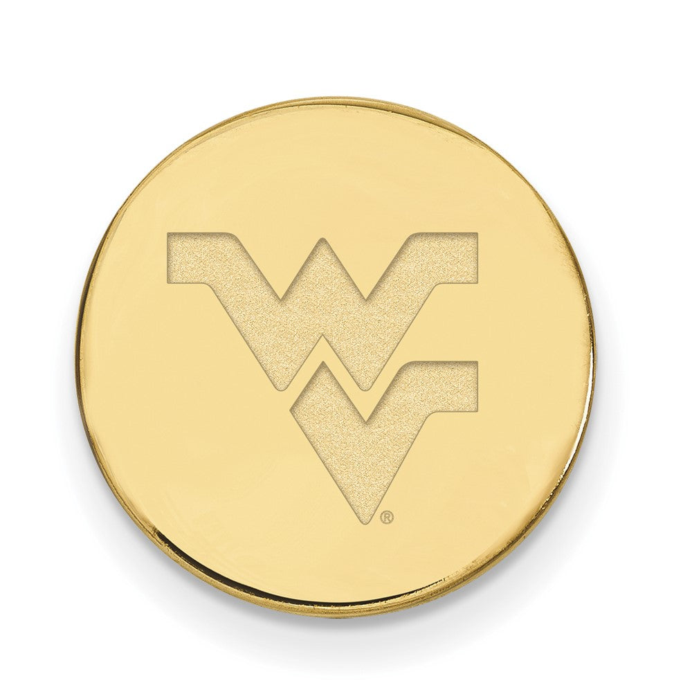 14K Yellow Gold West Virginia University 'WV' 15mm Lapel or Tie Pin, Item M12316 by The Black Bow Jewelry Co.