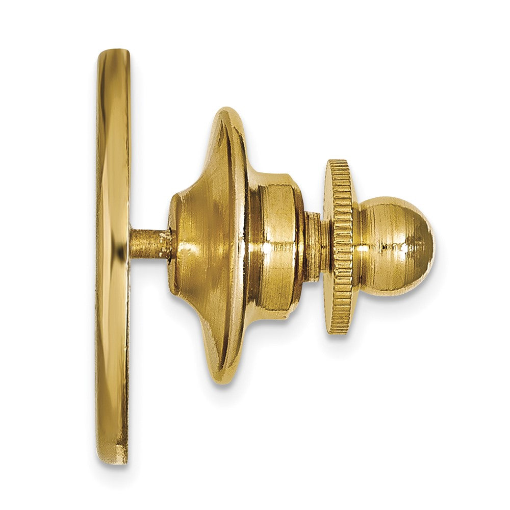 Alternate view of the 14K Yellow Gold West Virginia University 15mm Disc Lapel or Tie Pin by The Black Bow Jewelry Co.