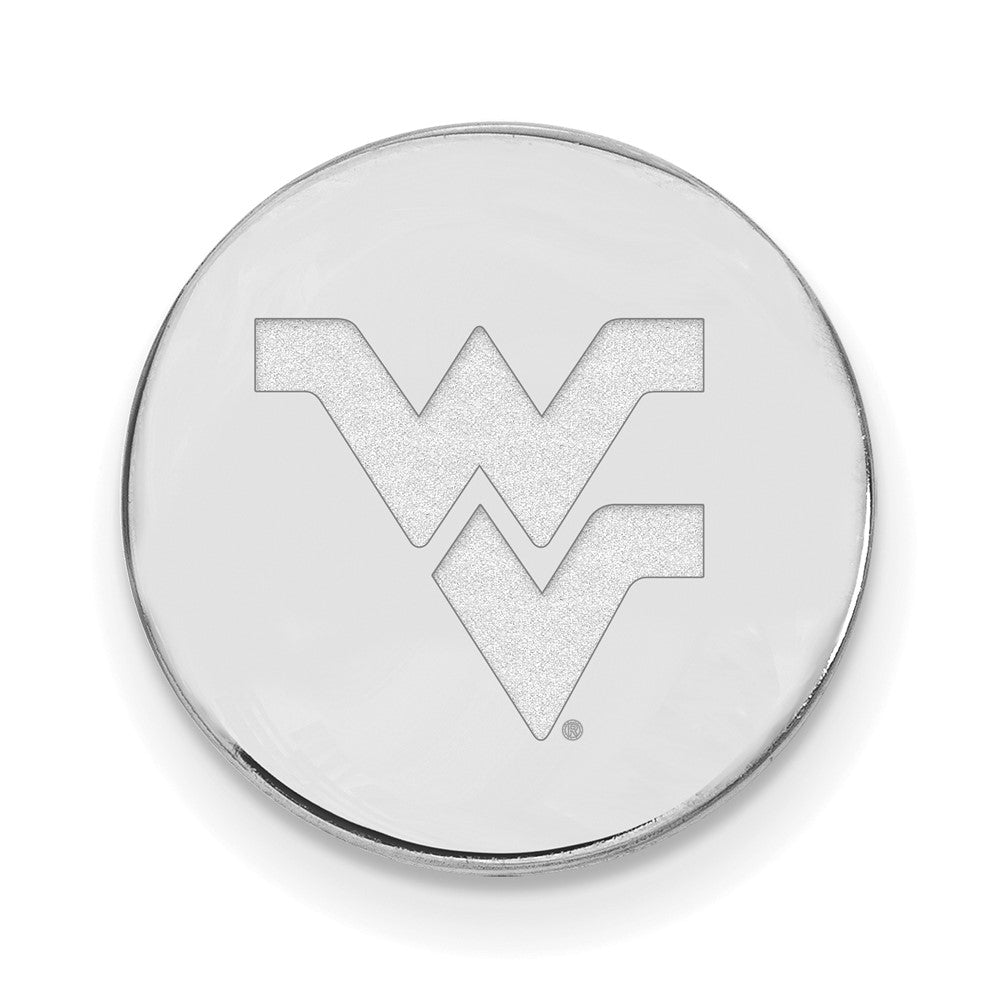 Sterling Silver West Virginia University 'WV' 15mm Lapel or Tie Pin, Item M12322 by The Black Bow Jewelry Co.