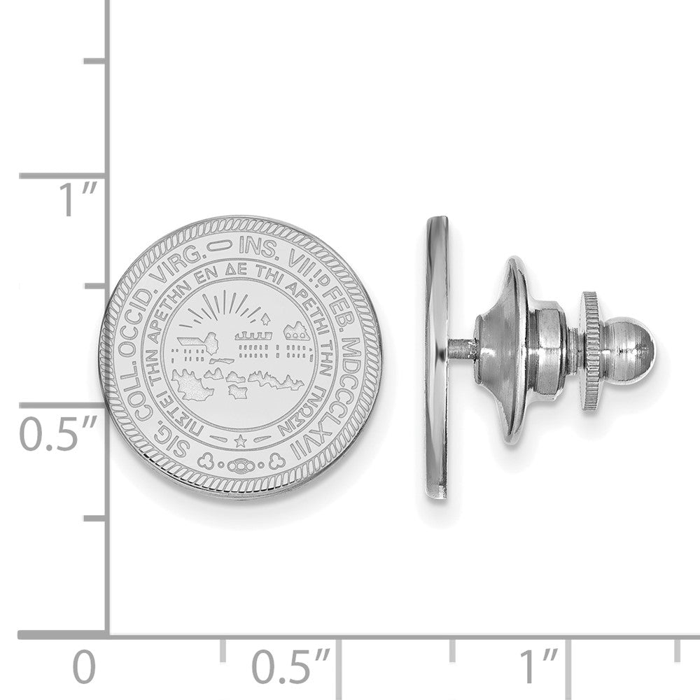 Alternate view of the Sterling Silver West Virginia University Crest 15mm Lapel or Tie Pin by The Black Bow Jewelry Co.