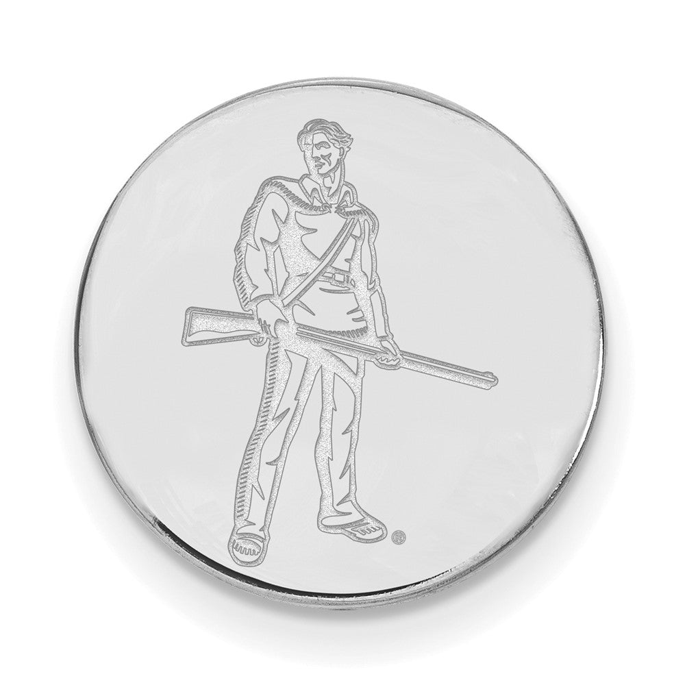 Sterling Silver West Virginia University 15mm Disc Lapel or Tie Pin, Item M12324 by The Black Bow Jewelry Co.