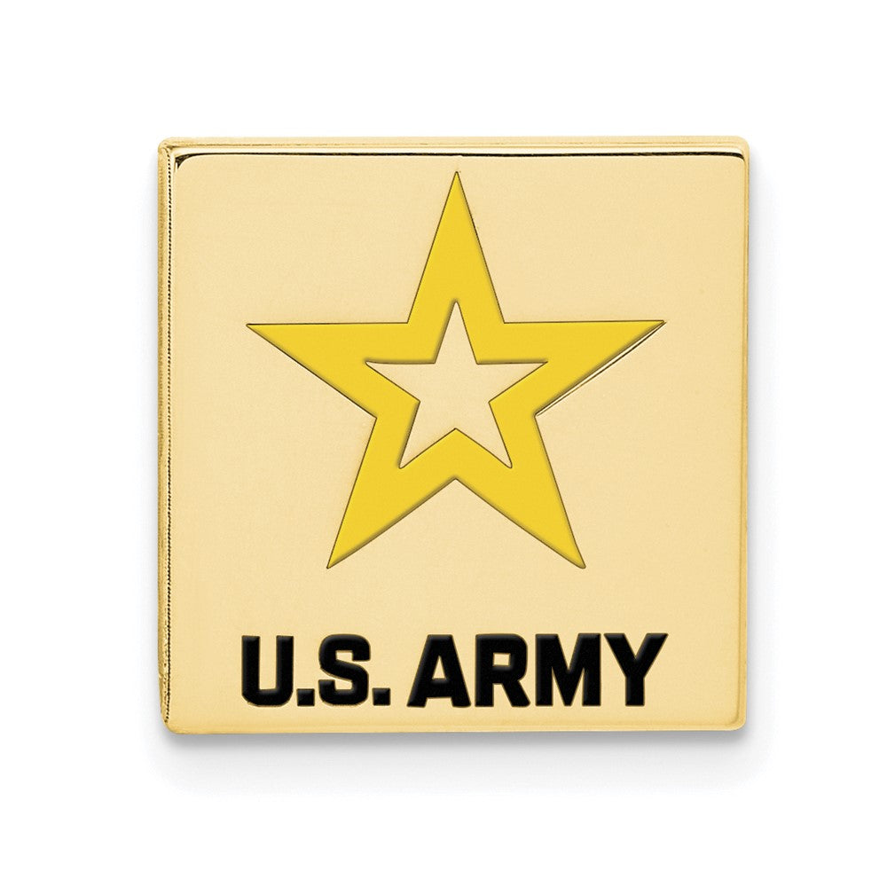 14K Gold Plated Silver U.S. Army Enamel 15mm Square Lapel or Tie Pin, Item M12325 by The Black Bow Jewelry Co.