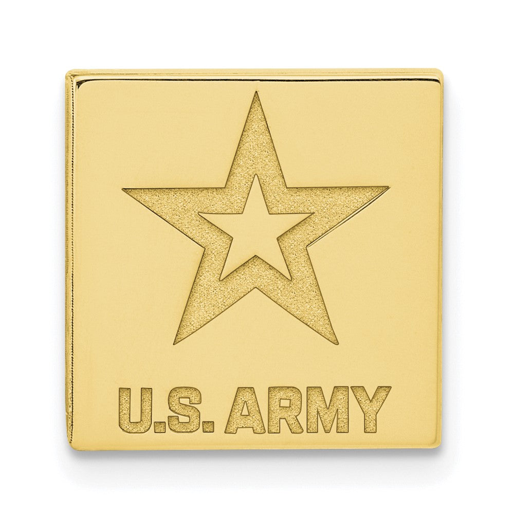 14K Gold Plated Silver U.S. Army 15mm Square Lapel or Tie Pin, Item M12326 by The Black Bow Jewelry Co.