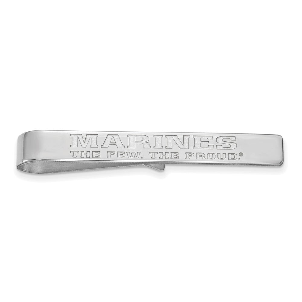 10K White Gold U.S. Marine Corps Tie Bar, 6 x 49mm, Item M12328 by The Black Bow Jewelry Co.