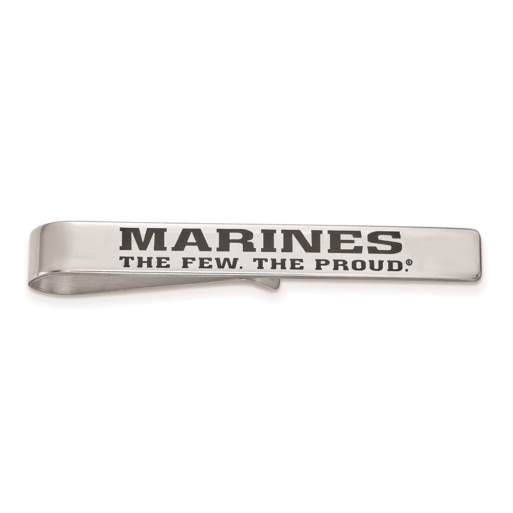Sterling Silver U.S. Marine Corps Epoxied Tie Bar, 6 x 49mm, Item M12331 by The Black Bow Jewelry Co.