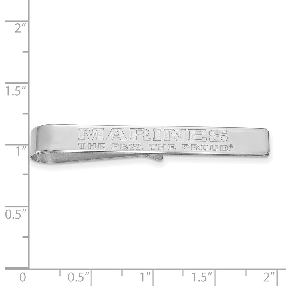 Alternate view of the Sterling Silver Rhodium Plated U.S. Marine Corps Tie Bar, 6 x 49mm by The Black Bow Jewelry Co.