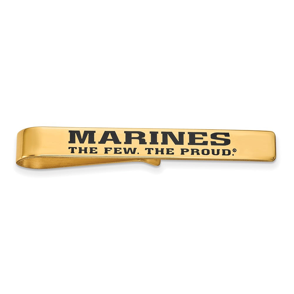 14K Gold Plated Silver U.S. Marine Corps Epoxied Tie Bar, 6 x 49mm, Item M12333 by The Black Bow Jewelry Co.