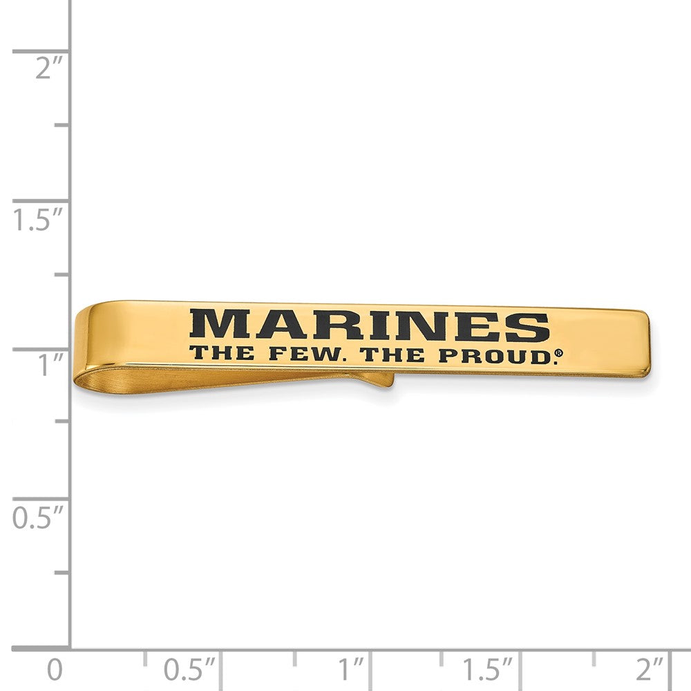 Alternate view of the 14K Gold Plated Silver U.S. Marine Corps Epoxied Tie Bar, 6 x 49mm by The Black Bow Jewelry Co.