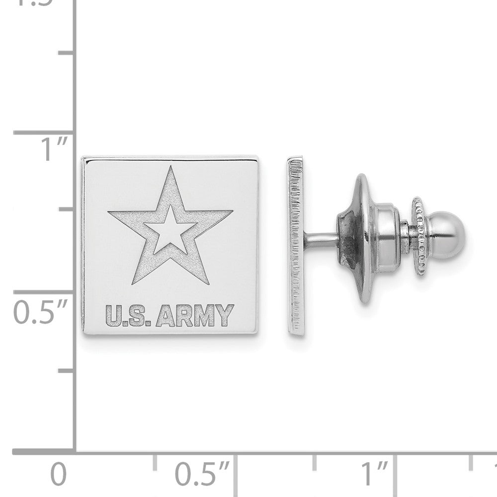 Alternate view of the Sterling Silver Rhodium Plated U.S. Army 15mm Square Lapel or Tie Pin by The Black Bow Jewelry Co.