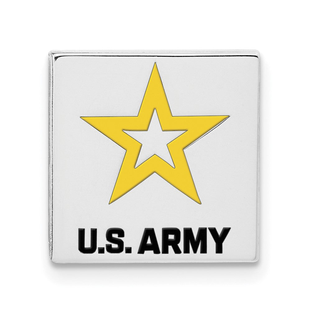 Sterling Silver U.S. Army Enameled 15mm Square Lapel or Tie Pin, Item M12336 by The Black Bow Jewelry Co.