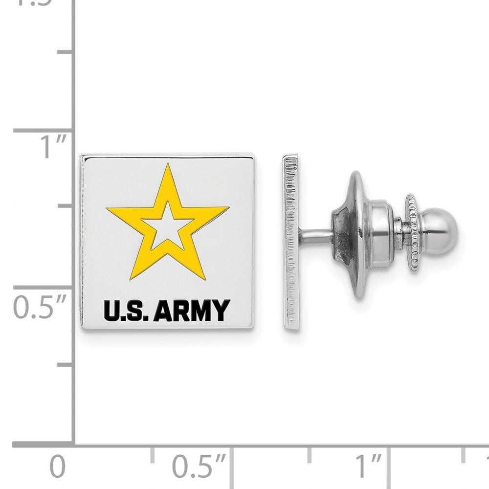 Alternate view of the Sterling Silver U.S. Army Enameled 15mm Square Lapel or Tie Pin by The Black Bow Jewelry Co.