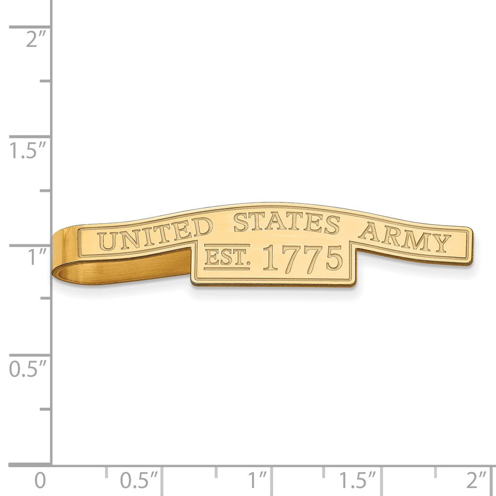 Alternate view of the 14K Yellow Gold Plated Sterling Silver U.S. Army Script Tie Bar, 49mm by The Black Bow Jewelry Co.