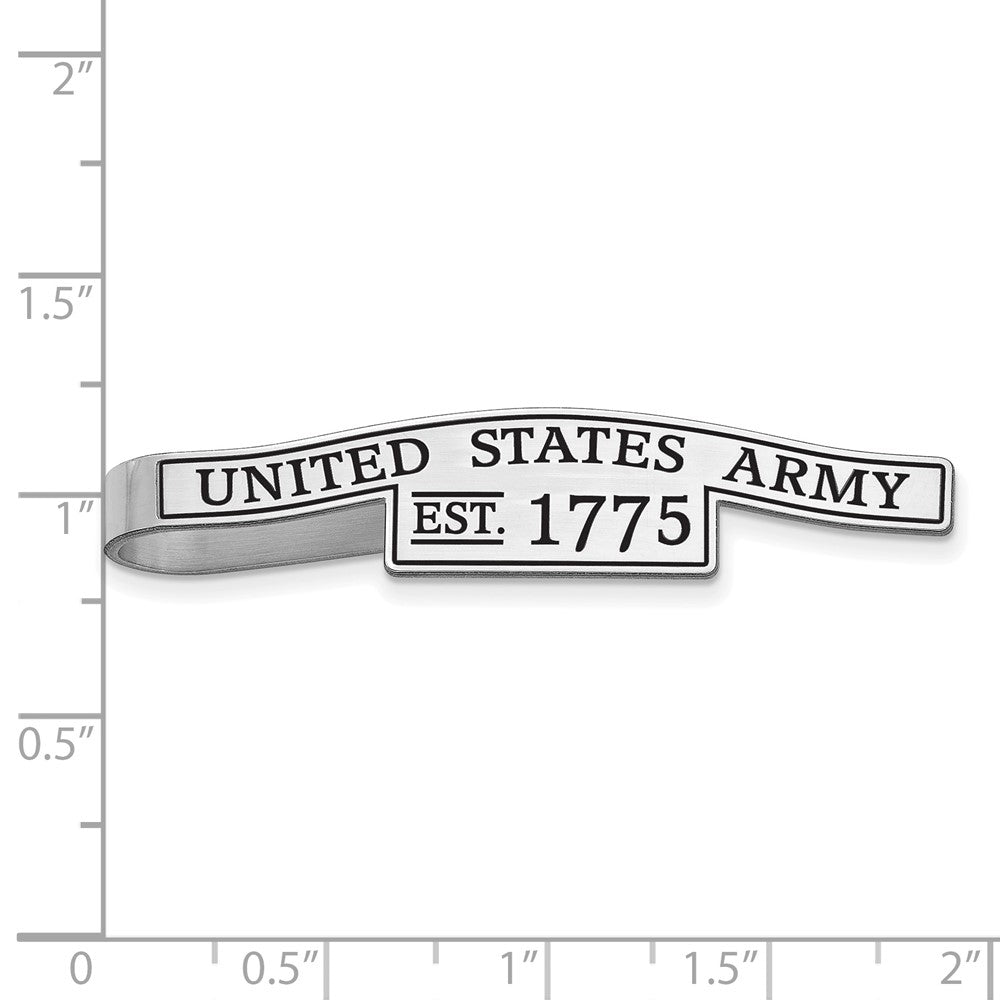 Alternate view of the Sterling Silver Rhodium Plated U.S. Army Epoxied Script Tie Bar, 49mm by The Black Bow Jewelry Co.