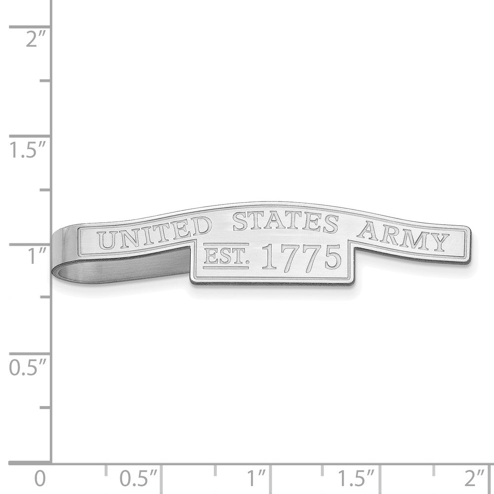 Alternate view of the Sterling Silver Rhodium Plated U.S. Army Script Tie Bar, 49mm by The Black Bow Jewelry Co.