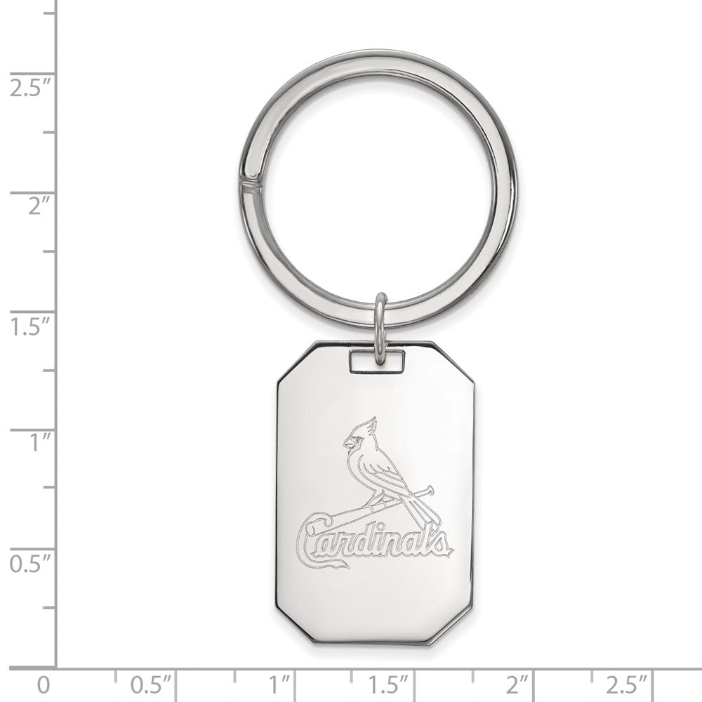 Alternate view of the Sterling Silver Rhodium Plated MLB St. Louis Cardinals Key Chain by The Black Bow Jewelry Co.