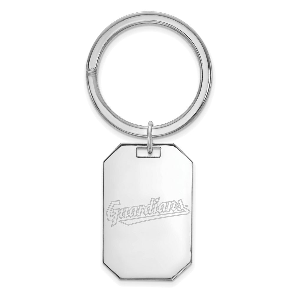 Sterling Silver Rhodium Plated MLB Cleveland Guardians Key Chain, Item M12344 by The Black Bow Jewelry Co.