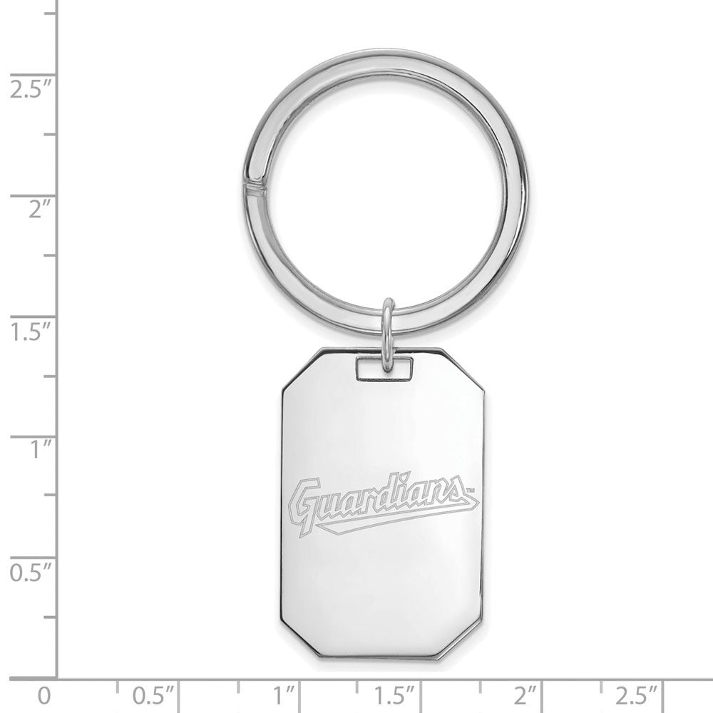 Alternate view of the Sterling Silver Rhodium Plated MLB Cleveland Guardians Key Chain by The Black Bow Jewelry Co.