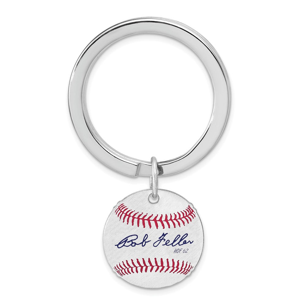 Sterling Silver Bob Feller Hall of Fame Epoxy Signature Key Chain, Item M12350 by The Black Bow Jewelry Co.