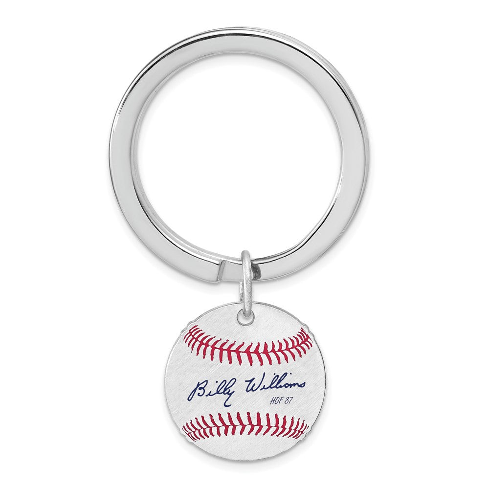 Sterling Silver Billy Williams Hall of Fame Epoxy Signature Key Chain, Item M12357 by The Black Bow Jewelry Co.