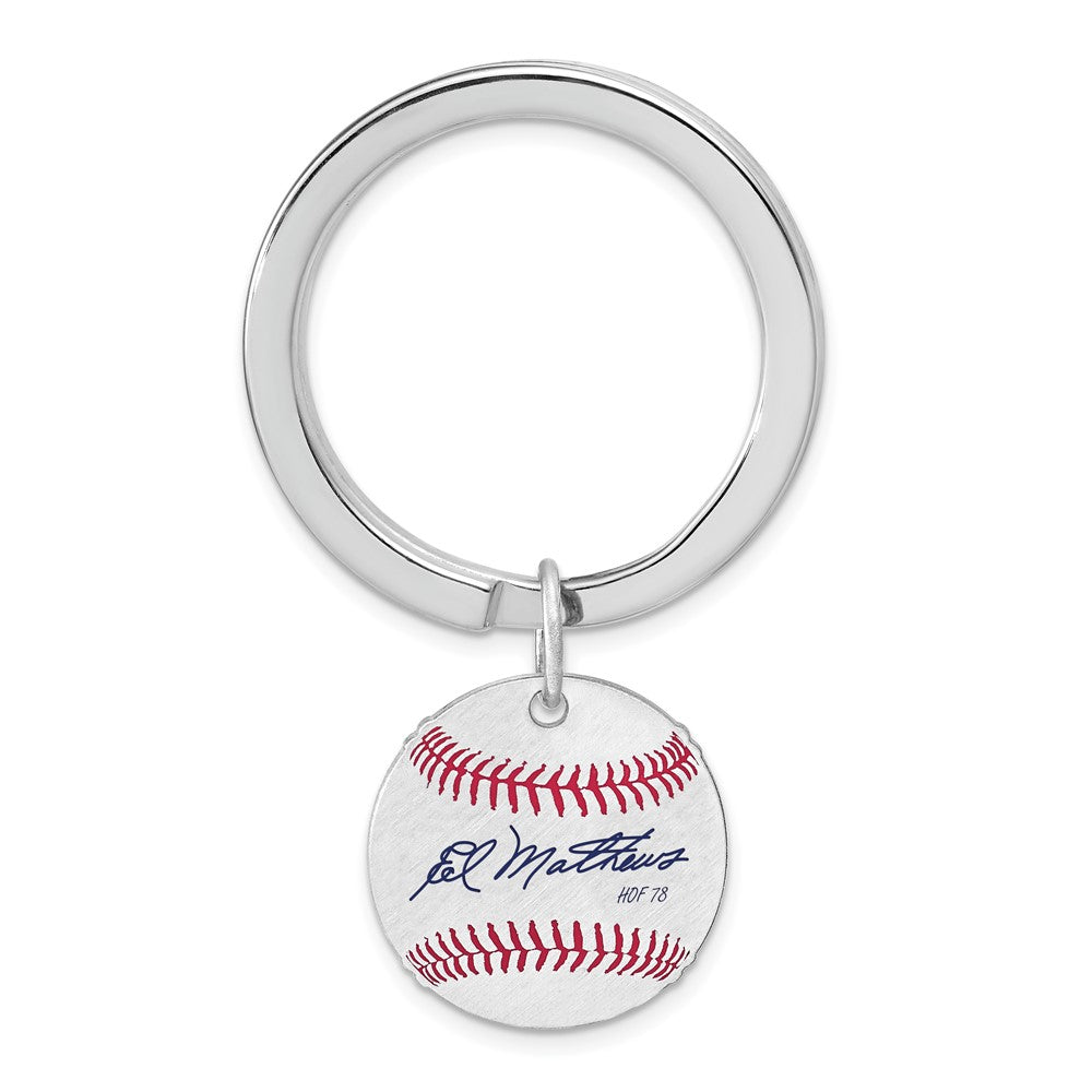 Sterling Silver Eddie Mathews Hall of Fame Epoxy Signature Key Chain, Item M12365 by The Black Bow Jewelry Co.
