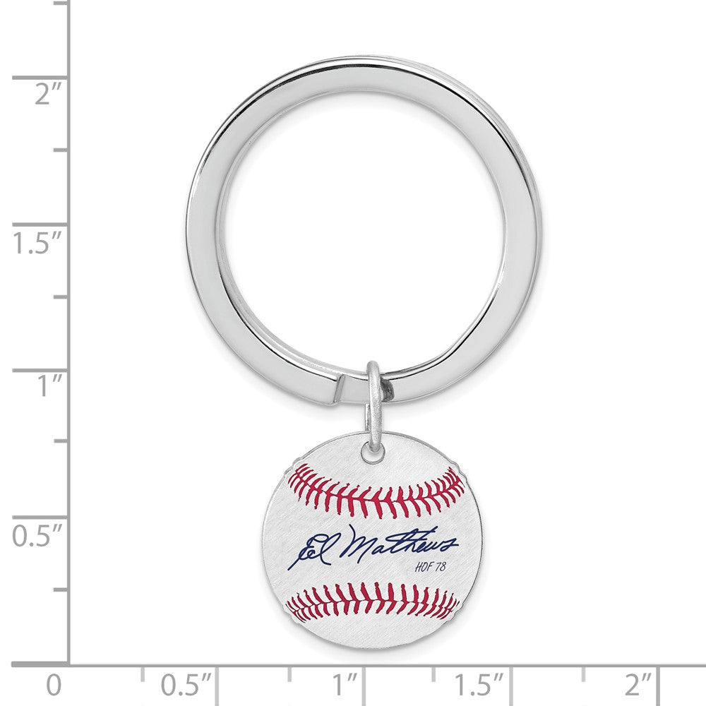 Alternate view of the Sterling Silver Eddie Mathews Hall of Fame Epoxy Signature Key Chain by The Black Bow Jewelry Co.