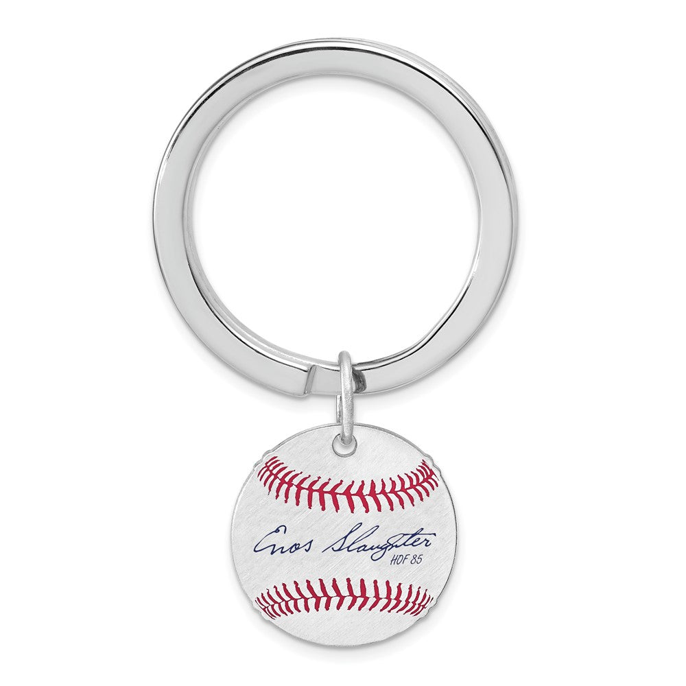 Sterling Silver Enos Slaughter Hall of Fame Epoxy Signature Key Chain, Item M12366 by The Black Bow Jewelry Co.