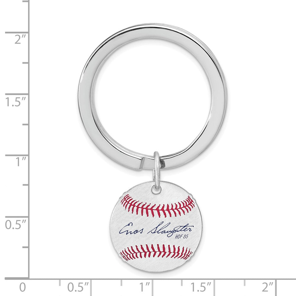 Alternate view of the Sterling Silver Enos Slaughter Hall of Fame Epoxy Signature Key Chain by The Black Bow Jewelry Co.