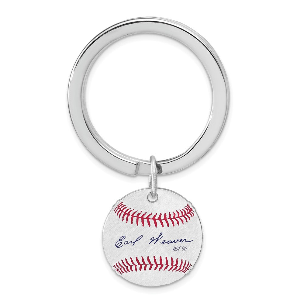 Sterling Silver Earl Weaver Hall of Fame Epoxy Signature Key Chain, Item M12368 by The Black Bow Jewelry Co.