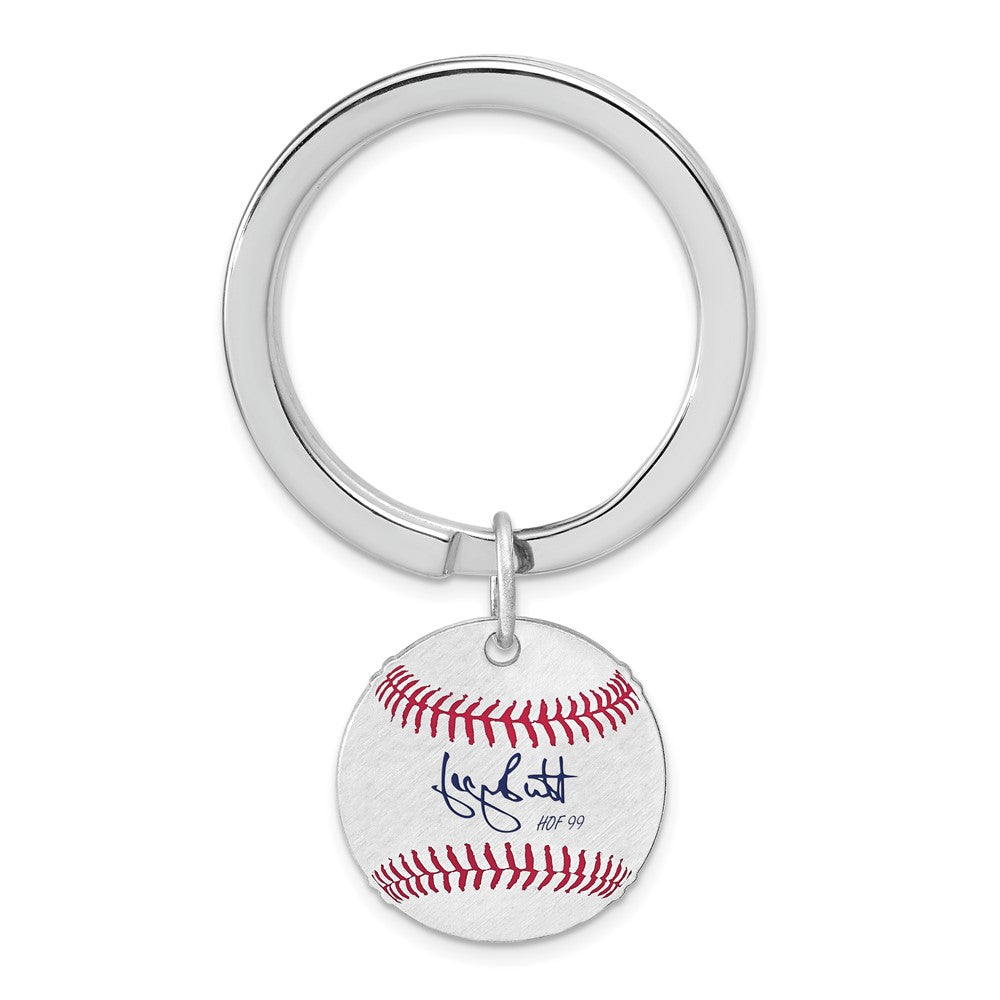Sterling Silver George Brett Hall of Fame Epoxy Signature Key Chain, Item M12371 by The Black Bow Jewelry Co.