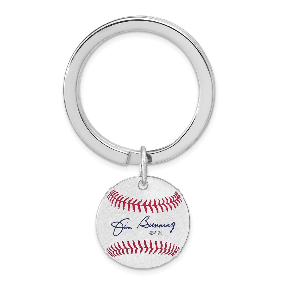 Sterling Silver Jim Bunning Hall of Fame Epoxy Signature Key Chain, Item M12380 by The Black Bow Jewelry Co.