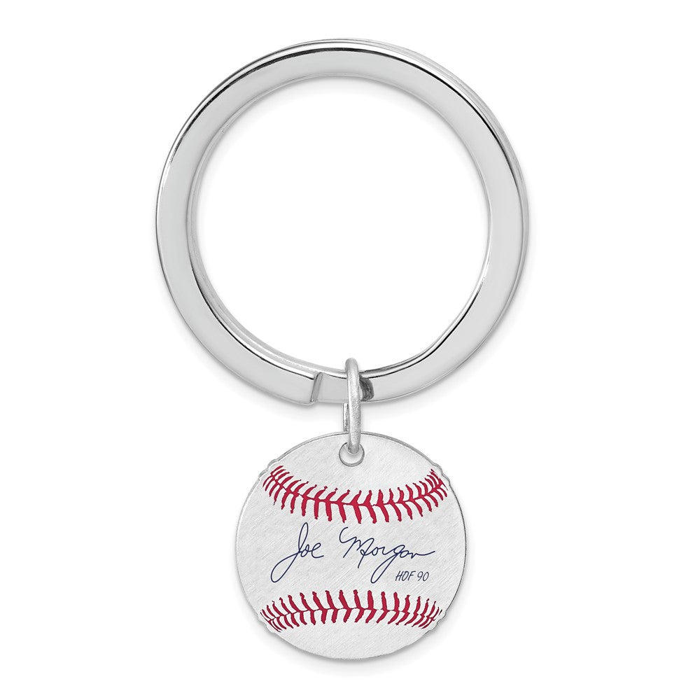 Sterling Silver Joe Morgan Hall of Fame Epoxy Signature Key Chain, Item M12383 by The Black Bow Jewelry Co.