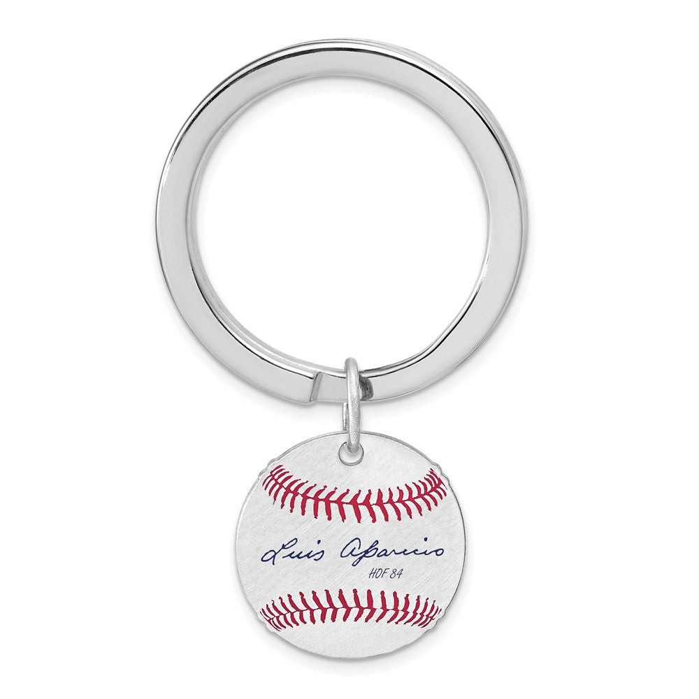Sterling Silver Luis Aparicio Hall of Fame Epoxy Signature Key Chain, Item M12388 by The Black Bow Jewelry Co.