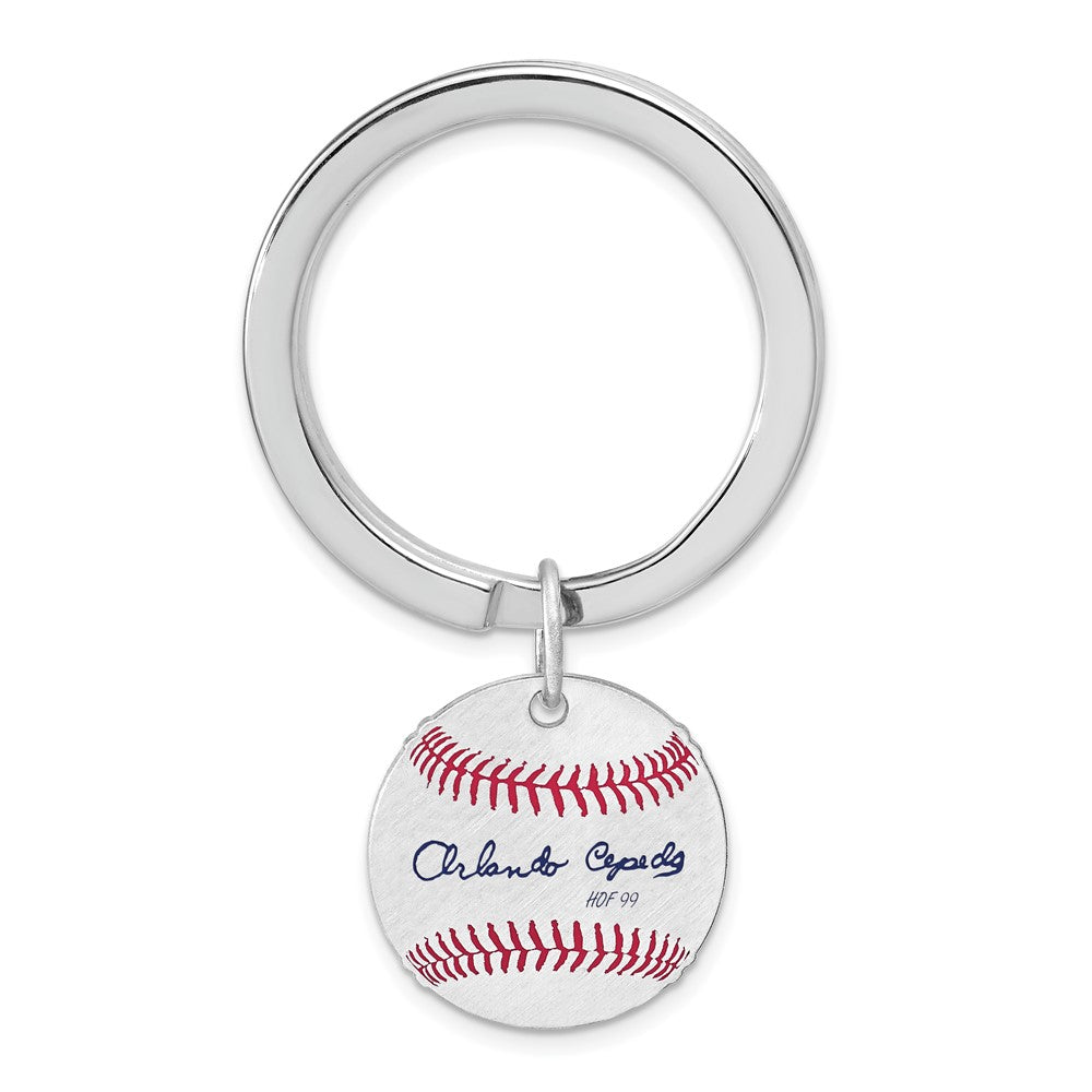 Sterling Silver Orlando Cepeda Hall of Fame Epoxy Signature Key Chain, Item M12395 by The Black Bow Jewelry Co.