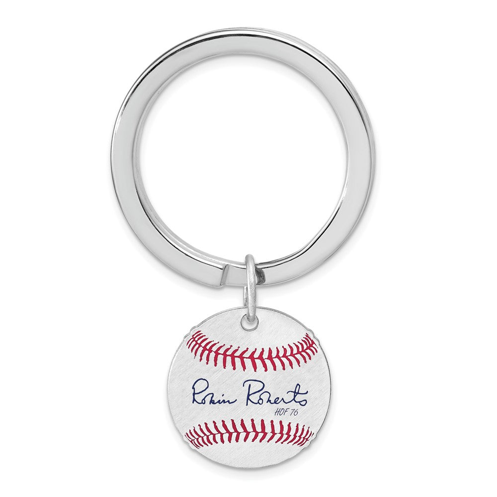 Sterling Silver Robin Roberts Hall of Fame Epoxy Signature Key Chain, Item M12406 by The Black Bow Jewelry Co.